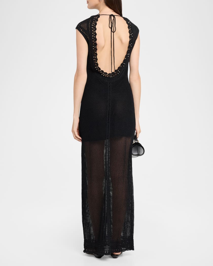 Isabel Marant Women's Metaya Cotton-Blend Mesh Maxi Dress - Black - Size 6