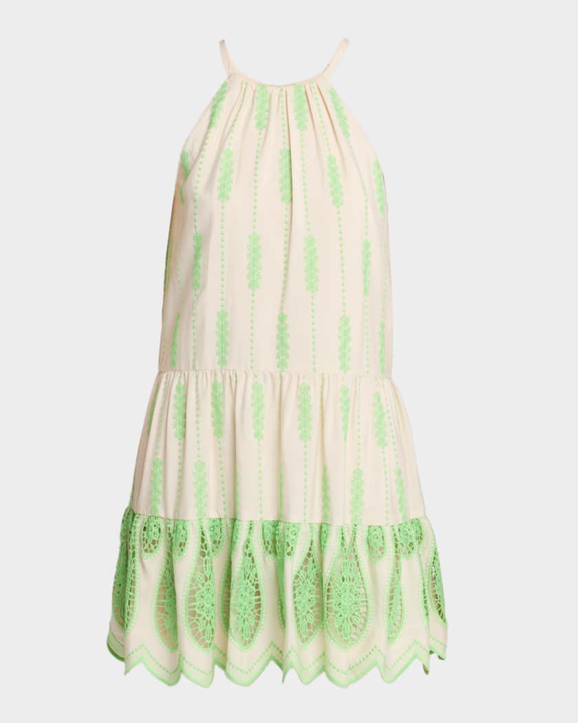 Ramy Brook Kaelyn Embroidered High-Neck Mini Dress | Neiman Marcus