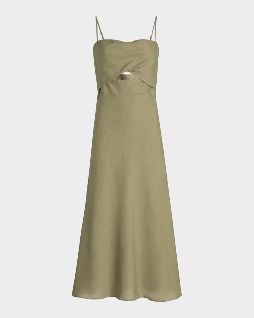 black halo jada cocktail dress Black Halo Jada Linen Cut-Out Midi-Dress