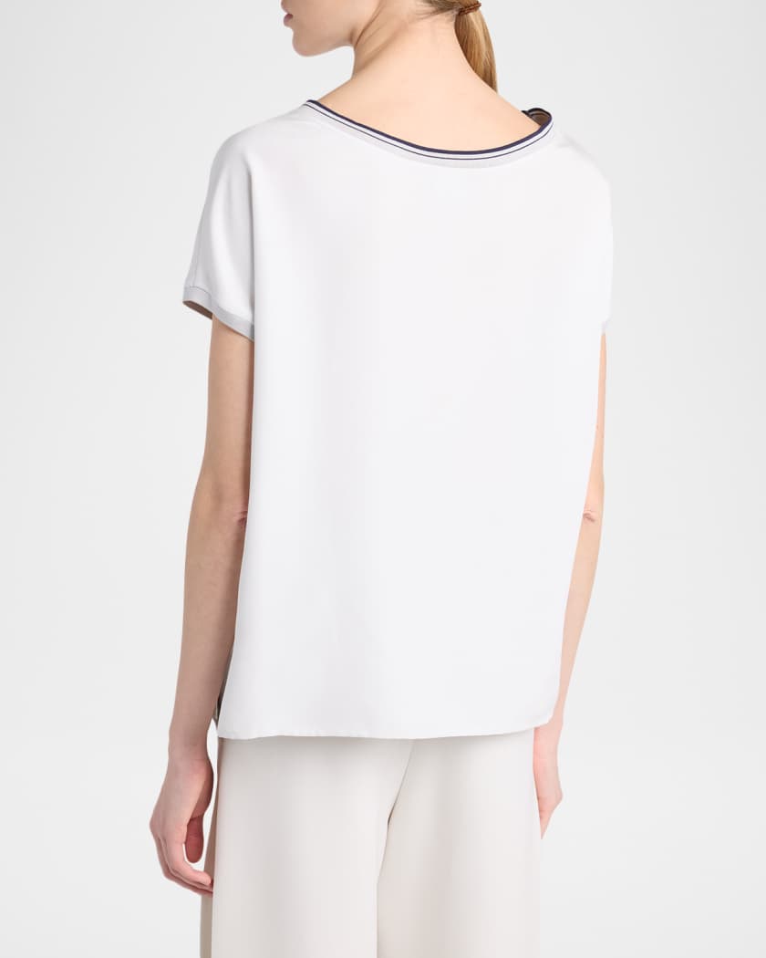 GIORGIO ARMANIトップス Giorgio Armani Stretch Silk Short-Sleeve Top | Neiman Marcus