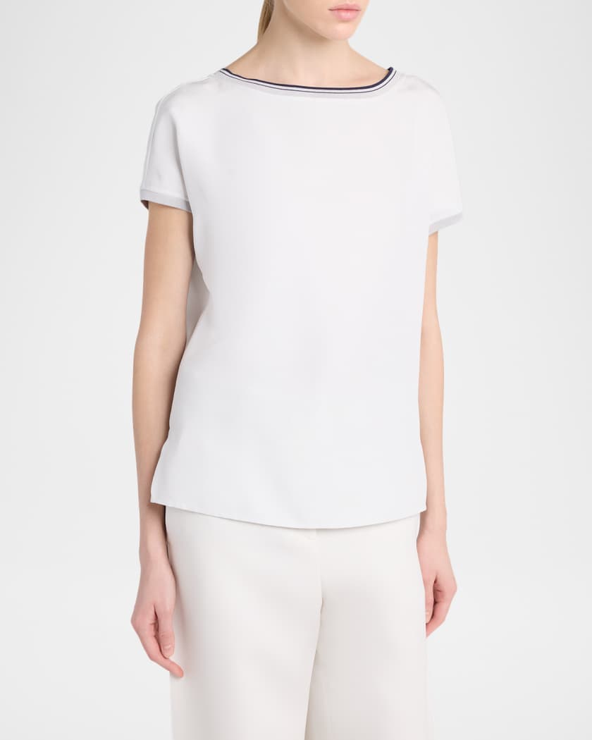 Giorgio Armani Stretch Silk Short-Sleeve Top | Neiman Marcus