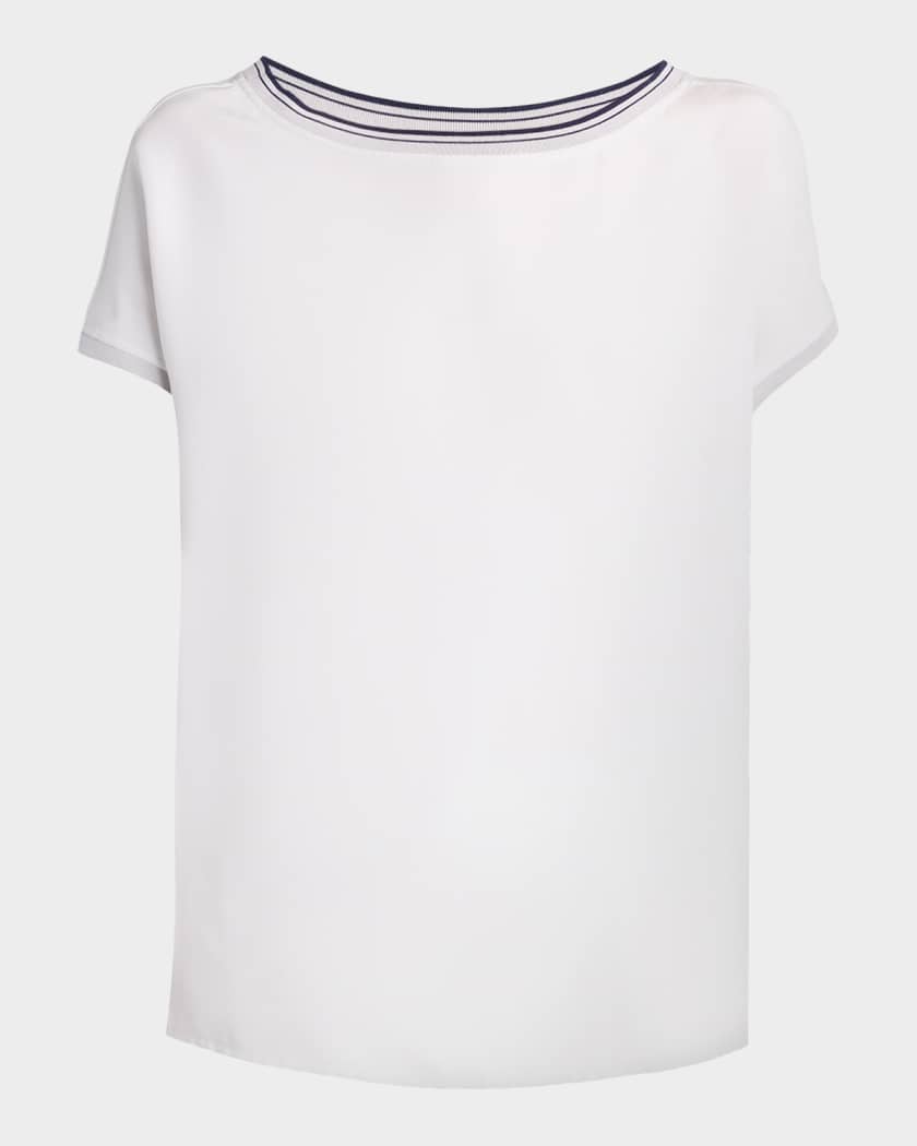 Giorgio Armani Stretch Silk Short-Sleeve Top | Neiman Marcus