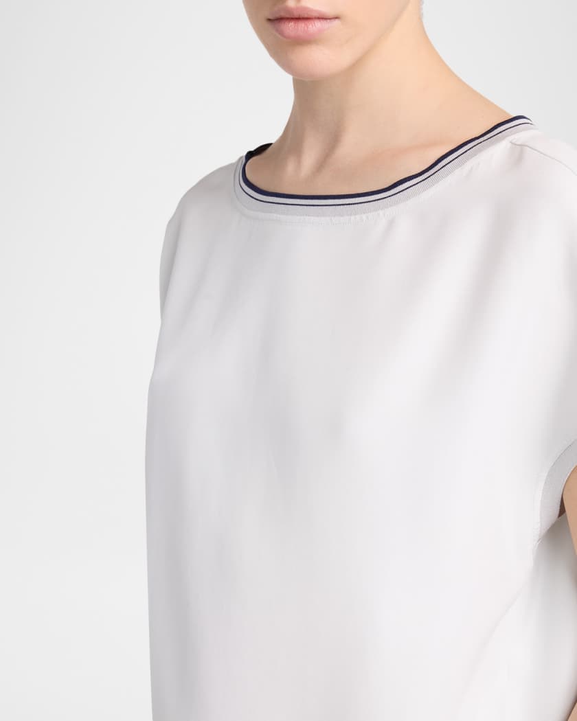 Giorgio Armani Stretch Silk Short-Sleeve Top | Neiman Marcus