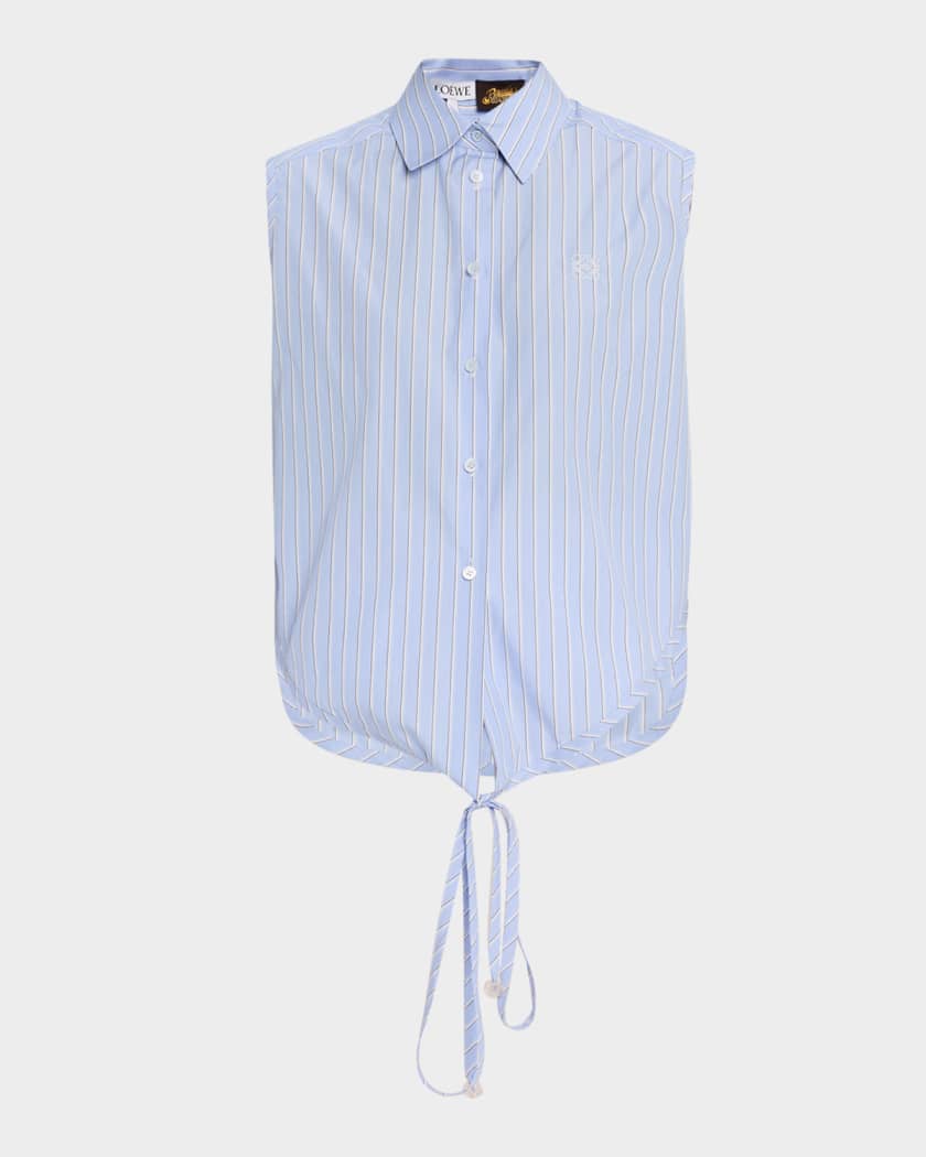 Loewe x Paula's Ibiza Striped Cotton-Blend Sleeveless Top | Neiman