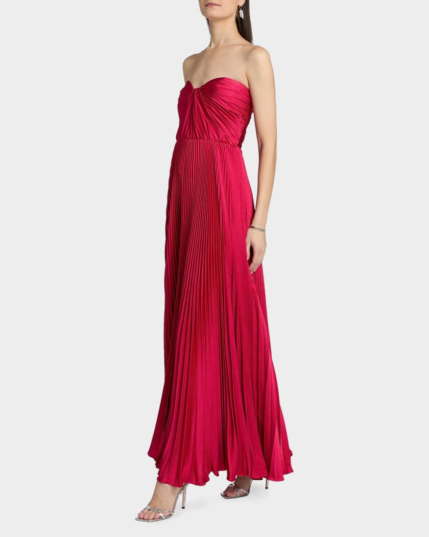Cynthia Rowley Elia Satin Pliss Gown | Neiman Marcus
