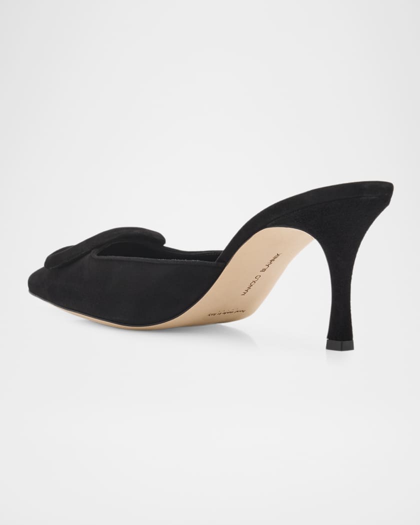 MANOLO BLAHNIK ブラックミュール 38 Manolo Blahnik 70mm Maysale Suede Mules | Neiman Marcus