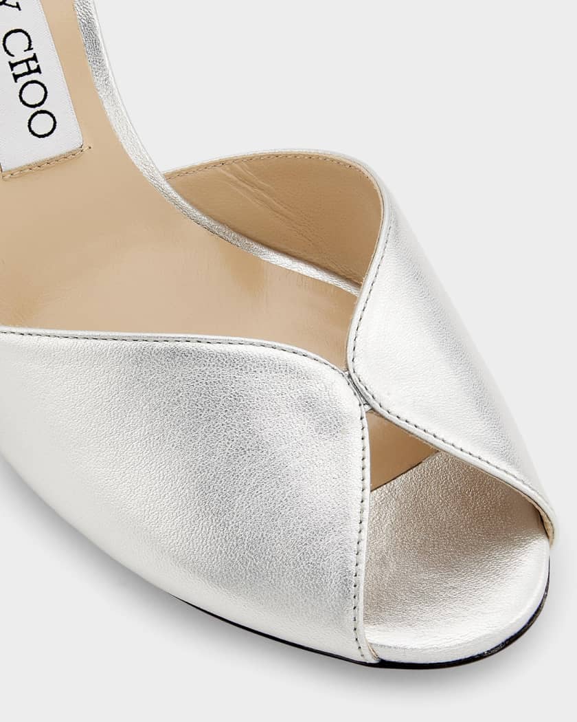 Jimmy Choo 85mm Sacora Metallic Leather Ankle-Strap Sandals