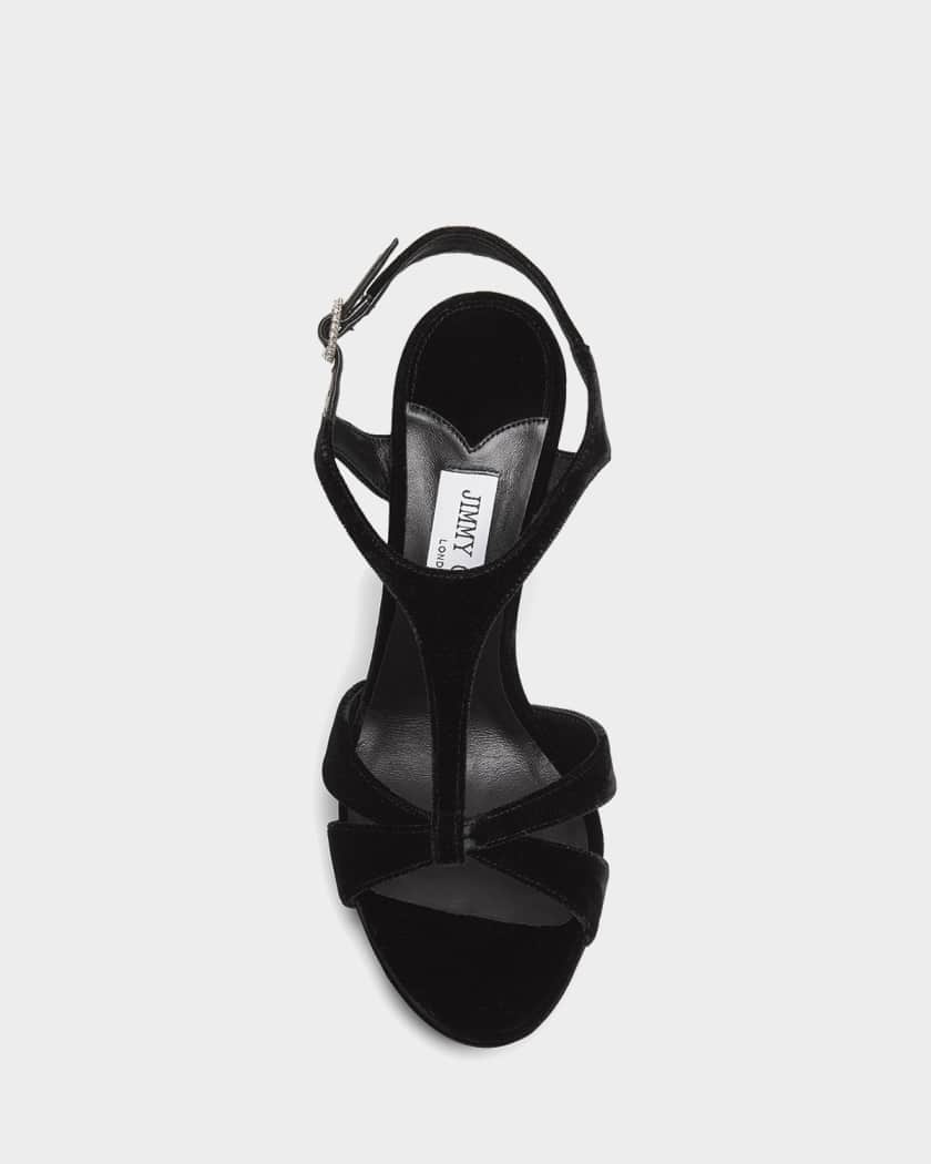 Jimmy Choo 120mm Kesia Velvet Platform Sandals | Neiman Marcus