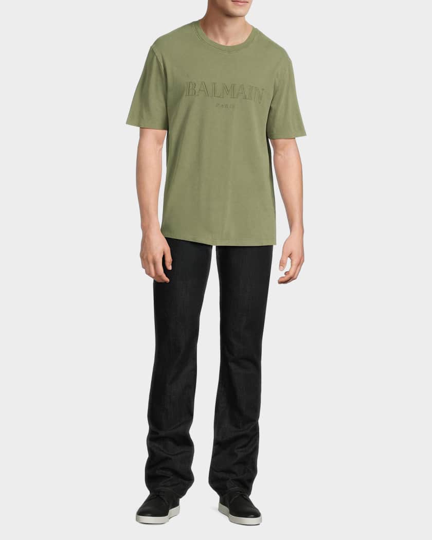 Balmain Logo-Embroidered Cotton T-Shirt | Neiman Marcus