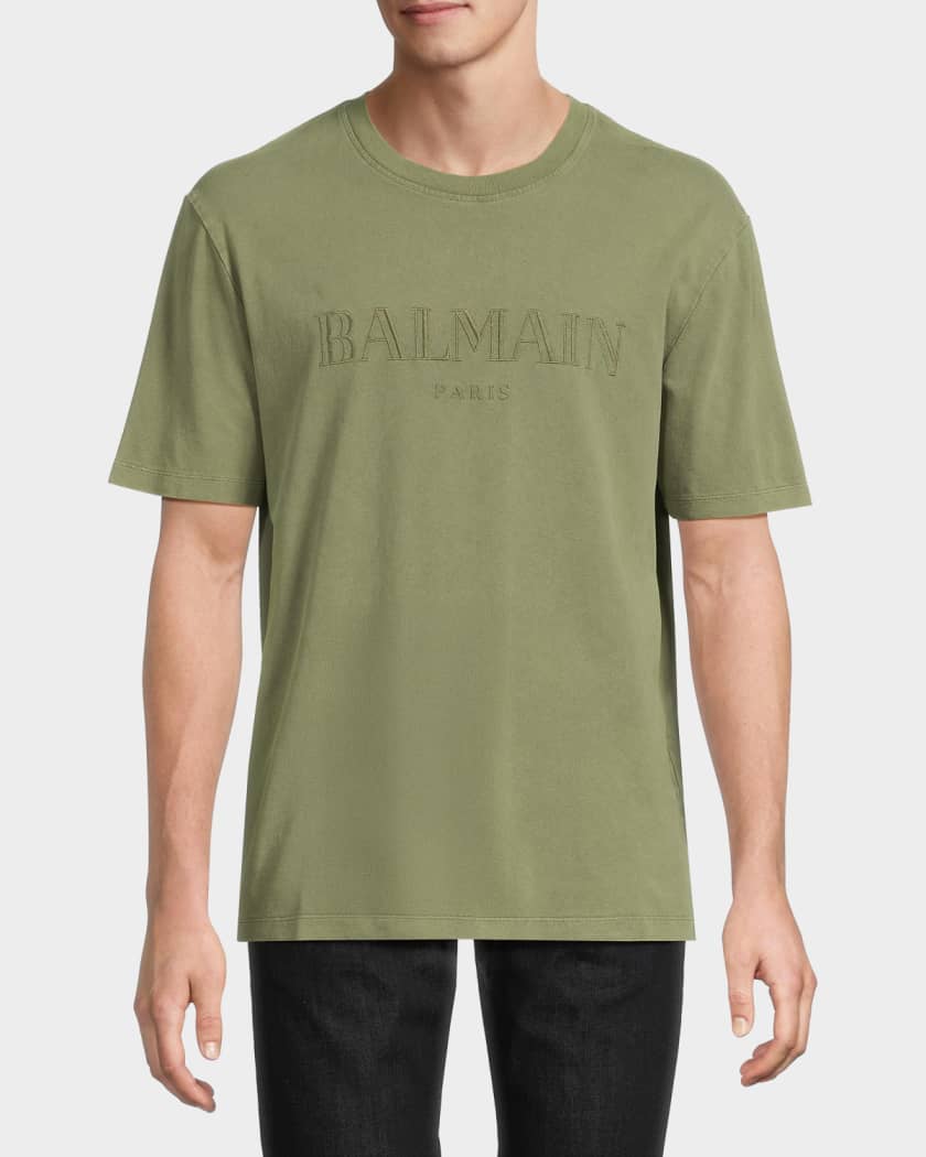 Balmain Logo-Embroidered Cotton T-Shirt | Neiman Marcus