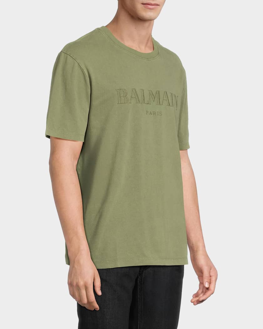 Balmain Logo-Embroidered Cotton T-Shirt | Neiman Marcus