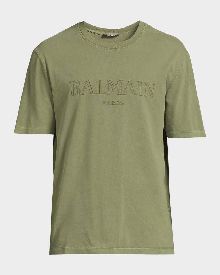 Balmain Logo-Embroidered Cotton T-Shirt | Neiman Marcus