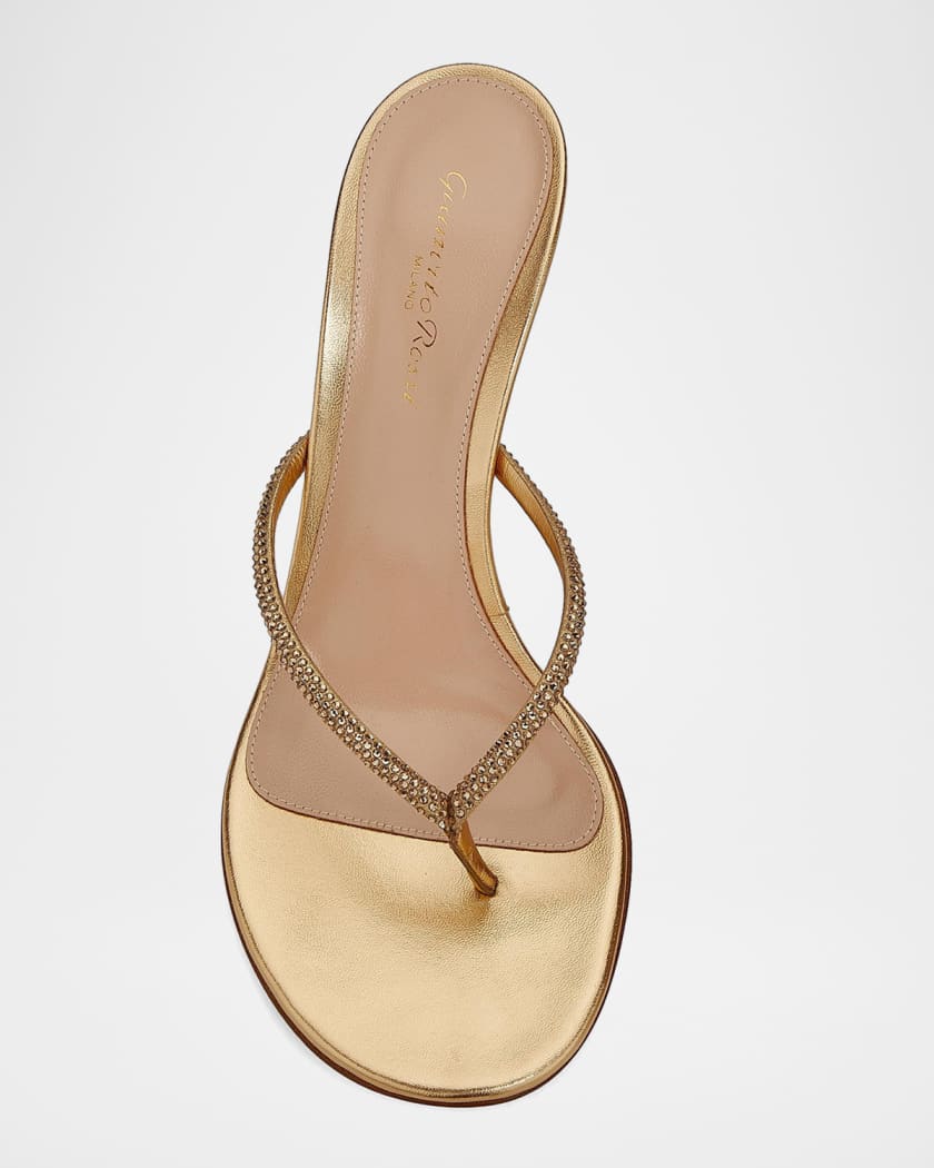 Gianvito Rossi India 70MM Rhinestone-Embellished Metallic Leather
