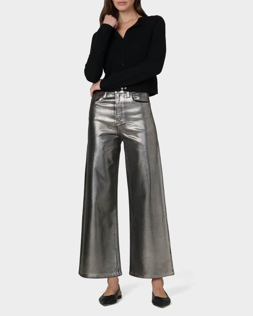 Joe's Jeans The Mia Foiled Wide-Leg Ankle Jeans | Neiman Marcus