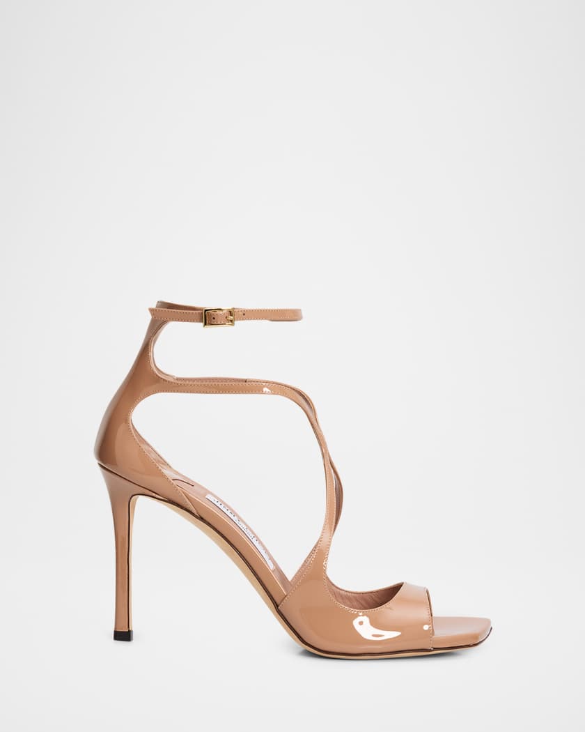 Jimmy Choo 95mm Azia Patent Leather Ankle-Strap Sandals | Neiman