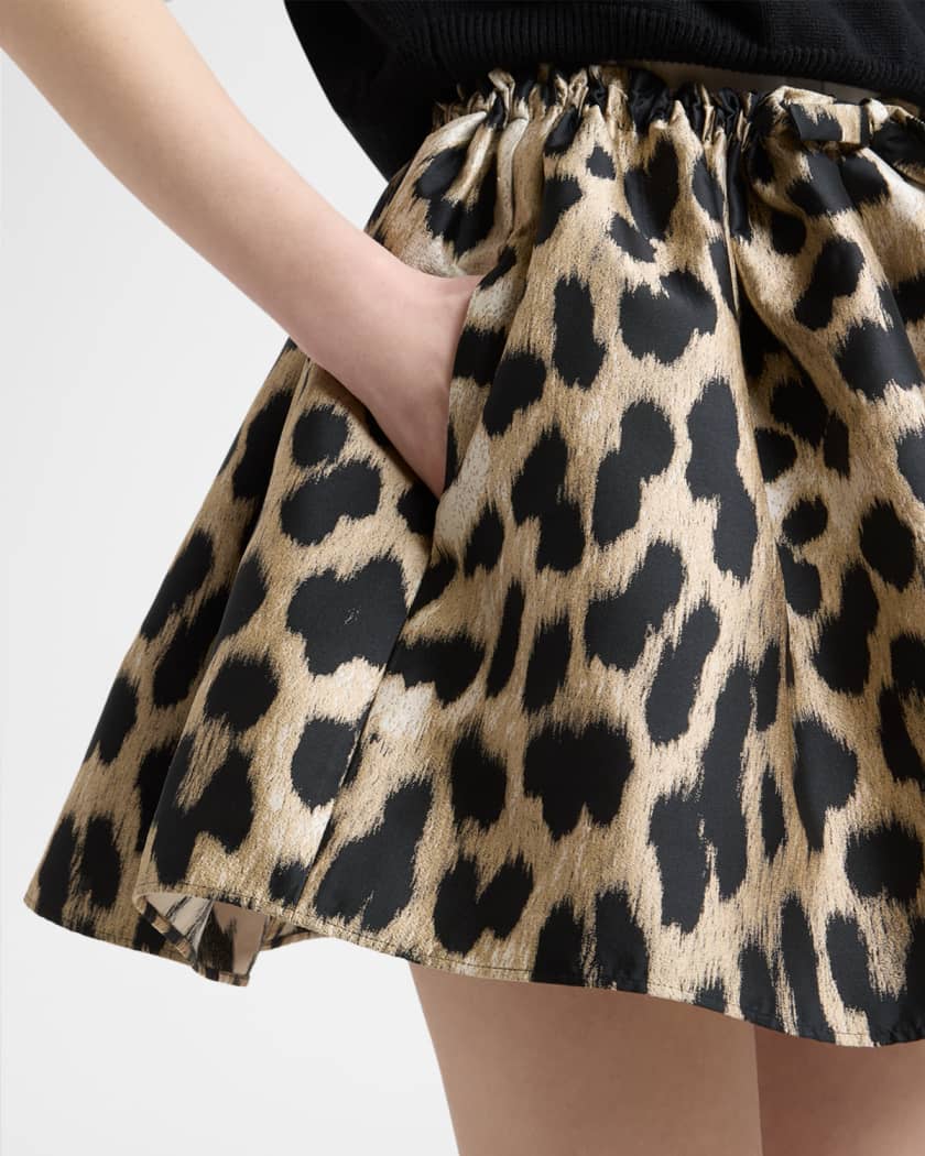 Givenchy Leopard-Print Satin Ruched Mini Skirt | Neiman Marcus