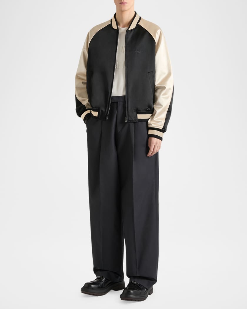 Givenchy Men's Satin Rhinestone-Logo Bomber Jacket | Neiman Marcus