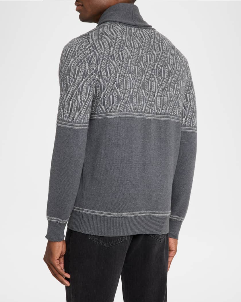 Brunello Cucinelli Men's Cotton Jacquard Cable Shawl-Collar