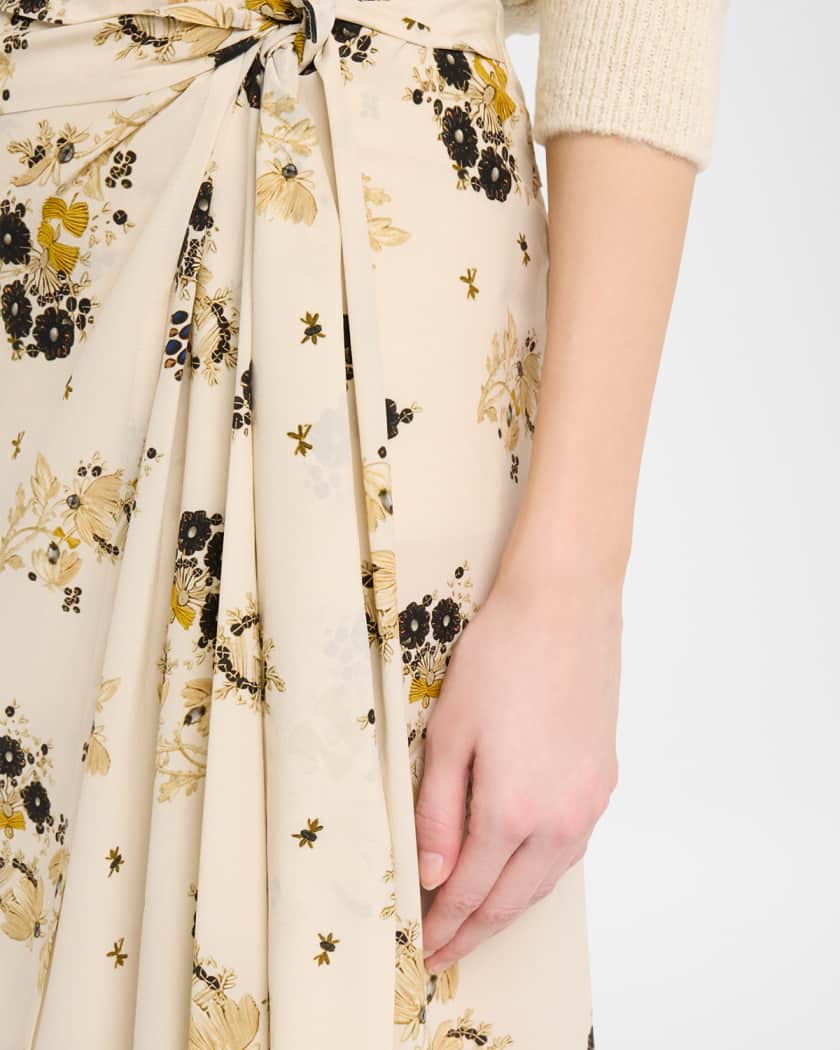 Isabel Marant Faniry Floral Asymmetric Silk Skirt | Neiman Marcus
