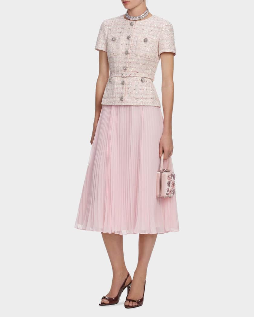 self portrait boucle dress pink Self Portrait Boucle Mini Dress- Pink