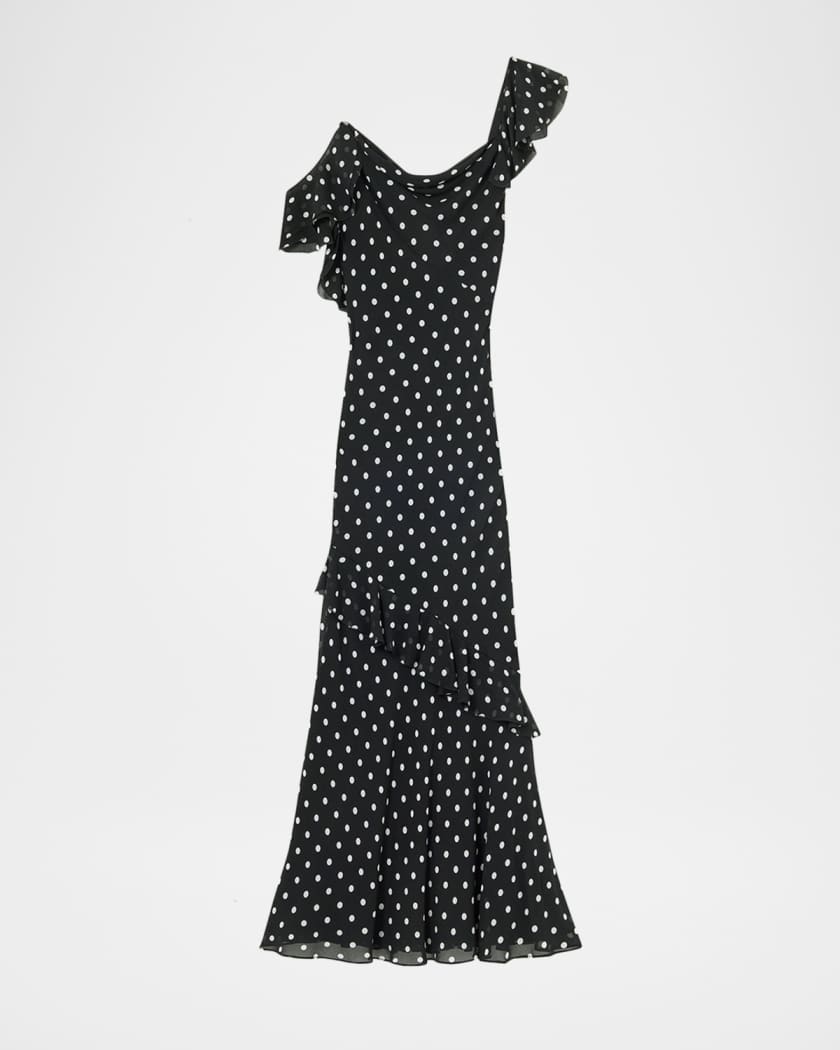 Self-Portrait Polka Dot Georgette Maxi Dress | Neiman Marcus