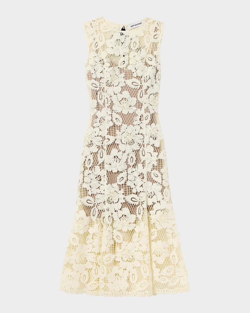 美品 セルフポートレイト Lace Pattern Midi Dress Self-Portrait Crochet Lace Midi Dress | Neiman Marcus