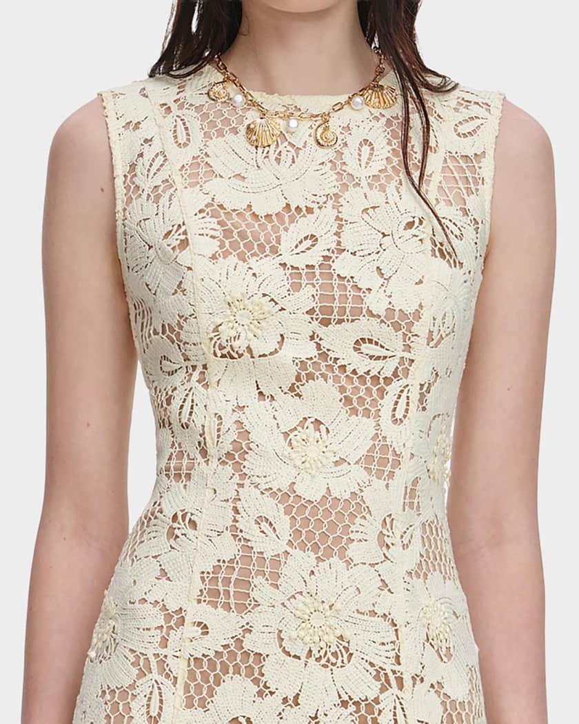 Self-Portrait Crochet Lace Midi Dress | Neiman Marcus