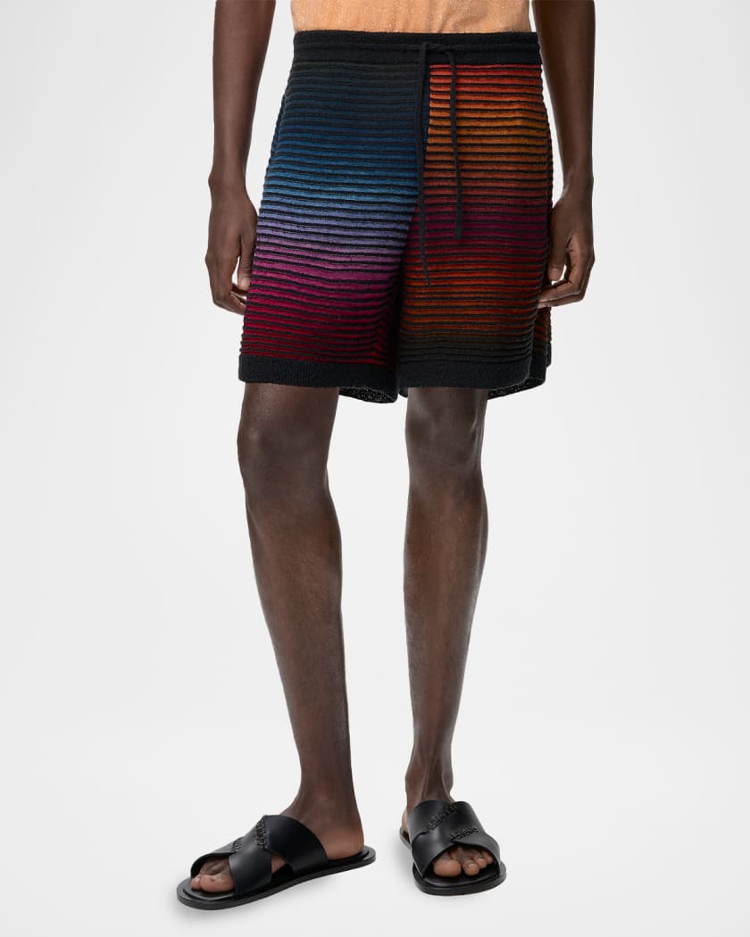 Loewe x Paula's Ibiza Men's Multi-Stripe Knit Shorts | Neiman Marcus