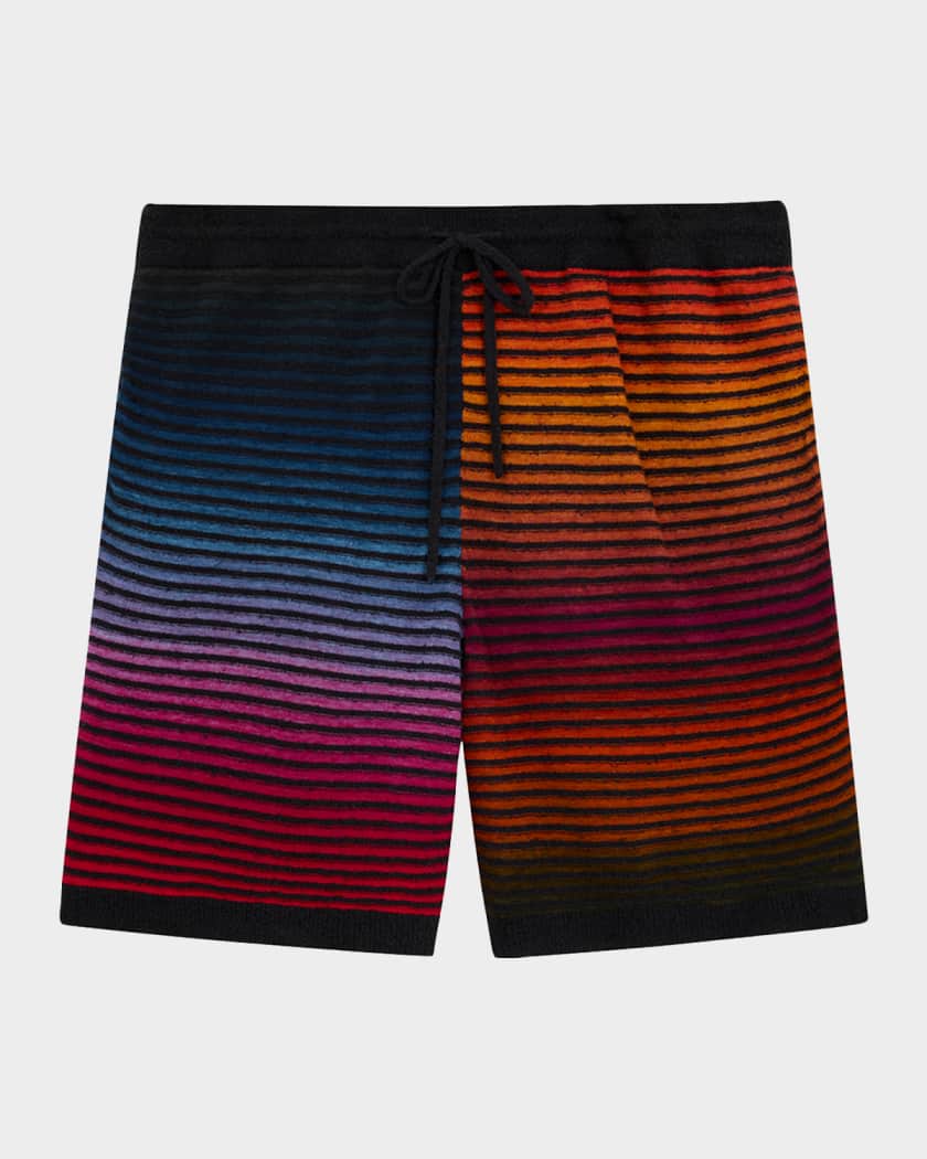 Loewe x Paula's Ibiza Men's Multi-Stripe Knit Shorts | Neiman Marcus