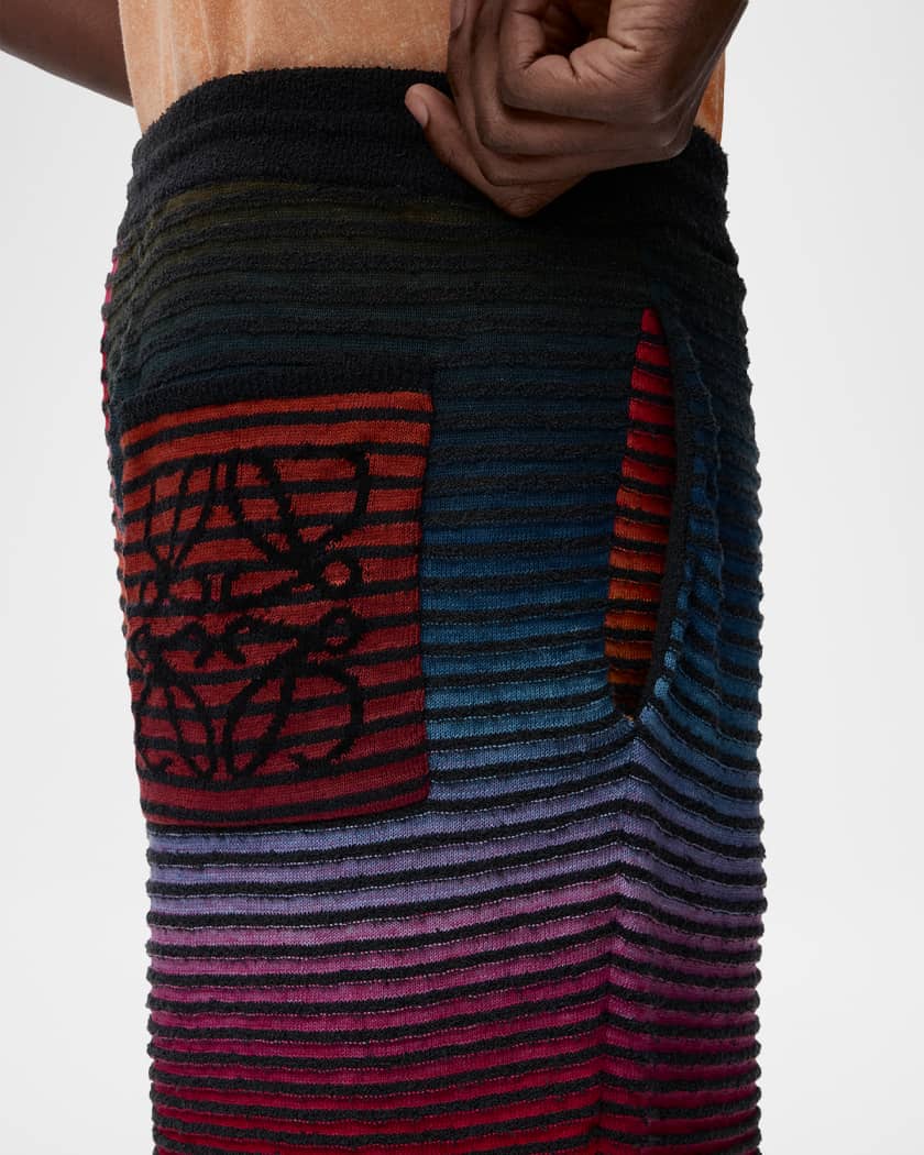Loewe x Paula's Ibiza Men's Multi-Stripe Knit Shorts | Neiman Marcus