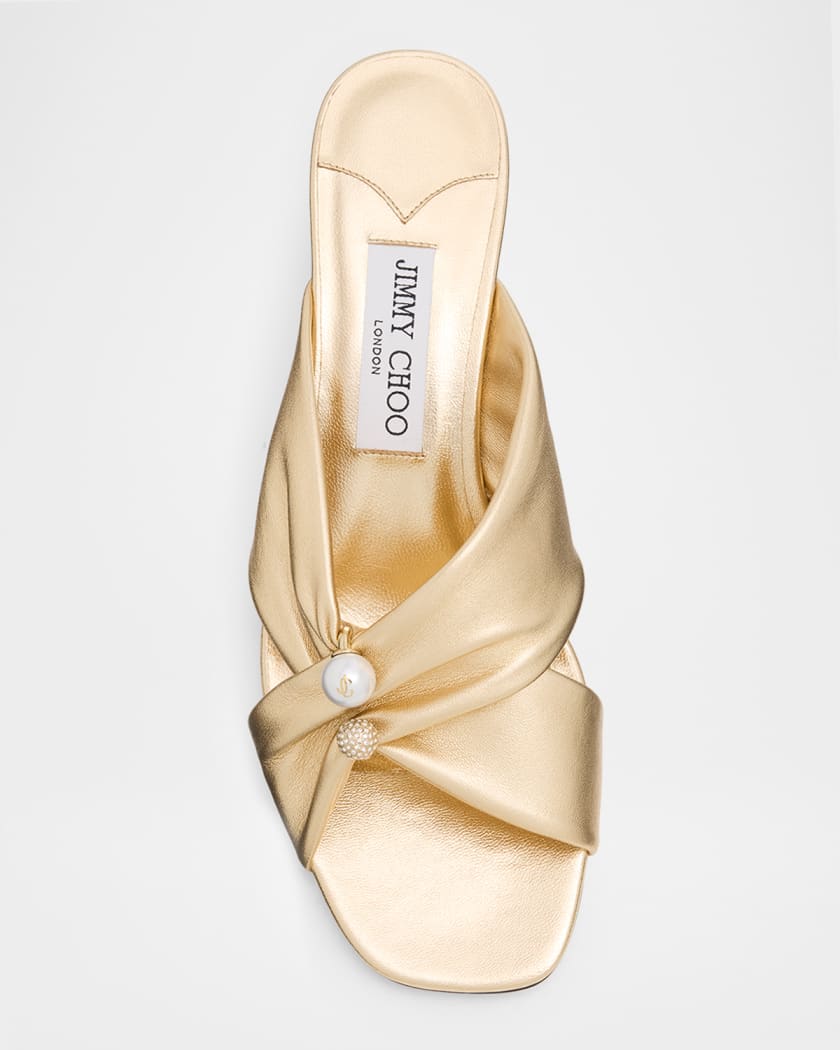 Jimmy Choo 45mm Rafi Metallic Leather Mules | Neiman Marcus