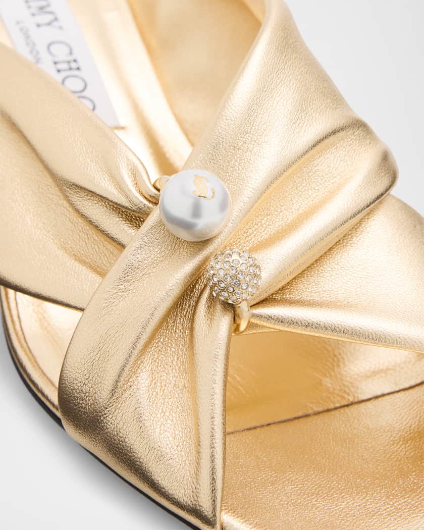 Jimmy Choo 45mm Rafi Metallic Leather Mules | Neiman Marcus
