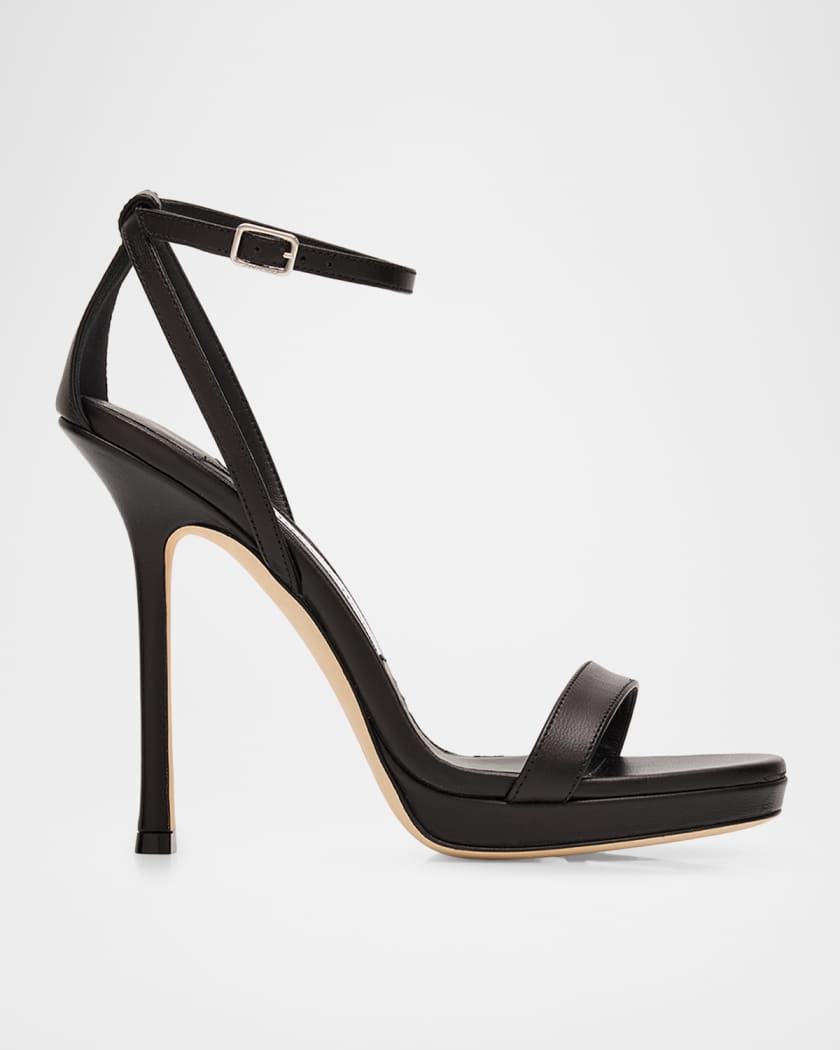 Jimmy Choo 120mm Moza Leather Platform Ankle-Strap Sandals