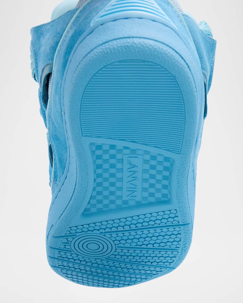 Lanvin Men's Curb Tonal Suede and Mesh Sneakers | Neiman Marcus