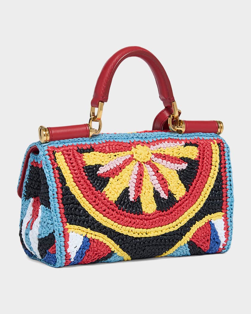 Dolce&Gabbana My Sicily Mini Floral Woven Crossbody Bag | Neiman
