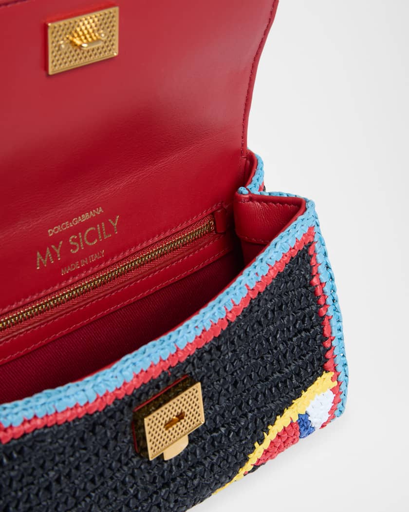 Dolce&Gabbana My Sicily Mini Floral Woven Crossbody Bag | Neiman