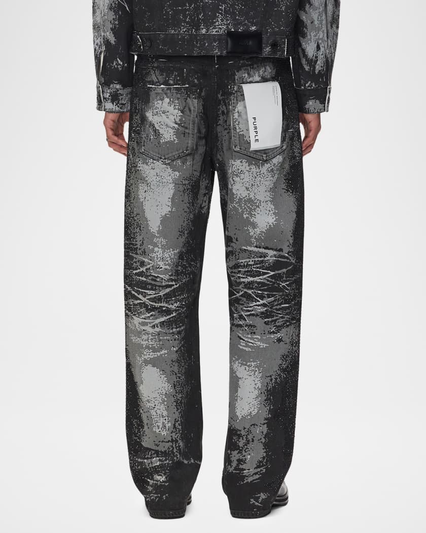 PURPLE Men's P018 Trompe L'oeil Baggy Fit Crystal-Embellished