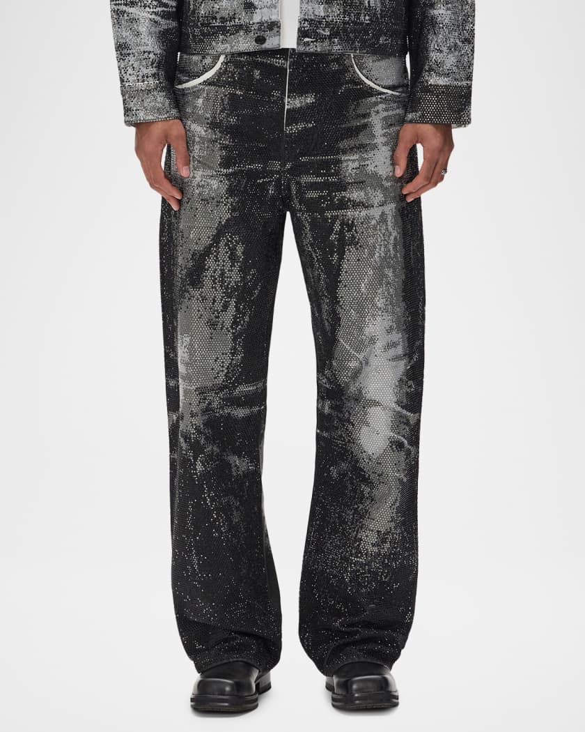 PURPLE Men's P018 Trompe L'oeil Baggy Fit Crystal-Embellished