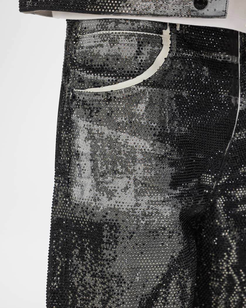 PURPLE Men's P018 Trompe L'oeil Baggy Fit Crystal-Embellished