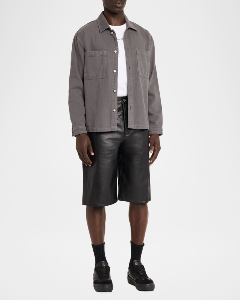 PURPLE Men's Leather Five-Pocket Shorts | Neiman Marcus