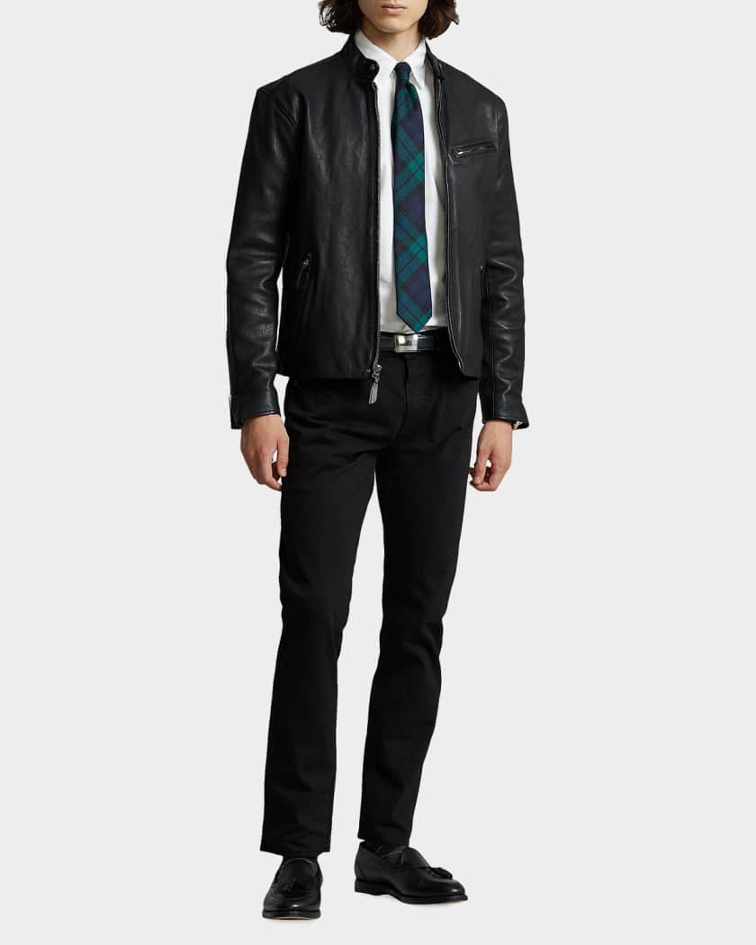 Polo Ralph Lauren Café Leather Racer Jacket | Neiman Marcus