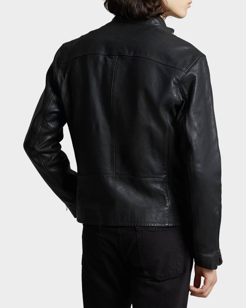 Polo Ralph Lauren Café Leather Racer Jacket | Neiman Marcus