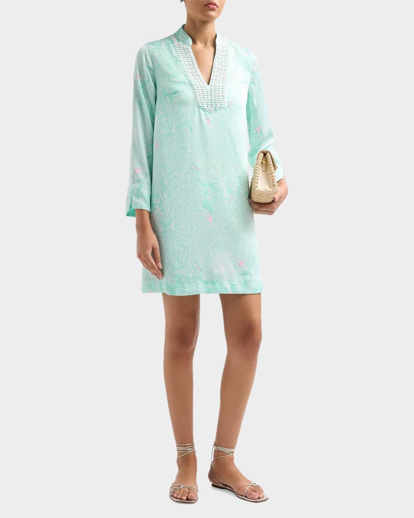 lilly pulitzer mini dress X Simone - Fitted Shift with Ribbons and Exclusive Lilly Print The Rosanna cherry dress is a sleeveless Lilly Pulitzer UPF 50+ Sophie