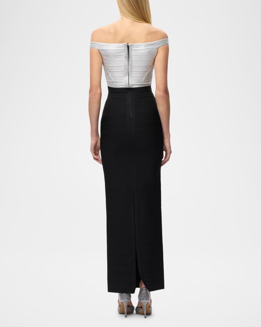 herve leger grey bandage dress Contemporary Herve Leger Bone and Black Bandage Mini Dress main image 1