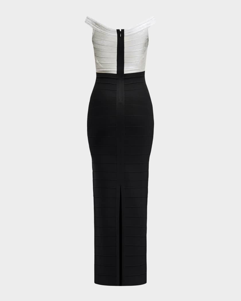 Herve Leger The Metallic Bandage Maxi Dress | Neiman Marcus