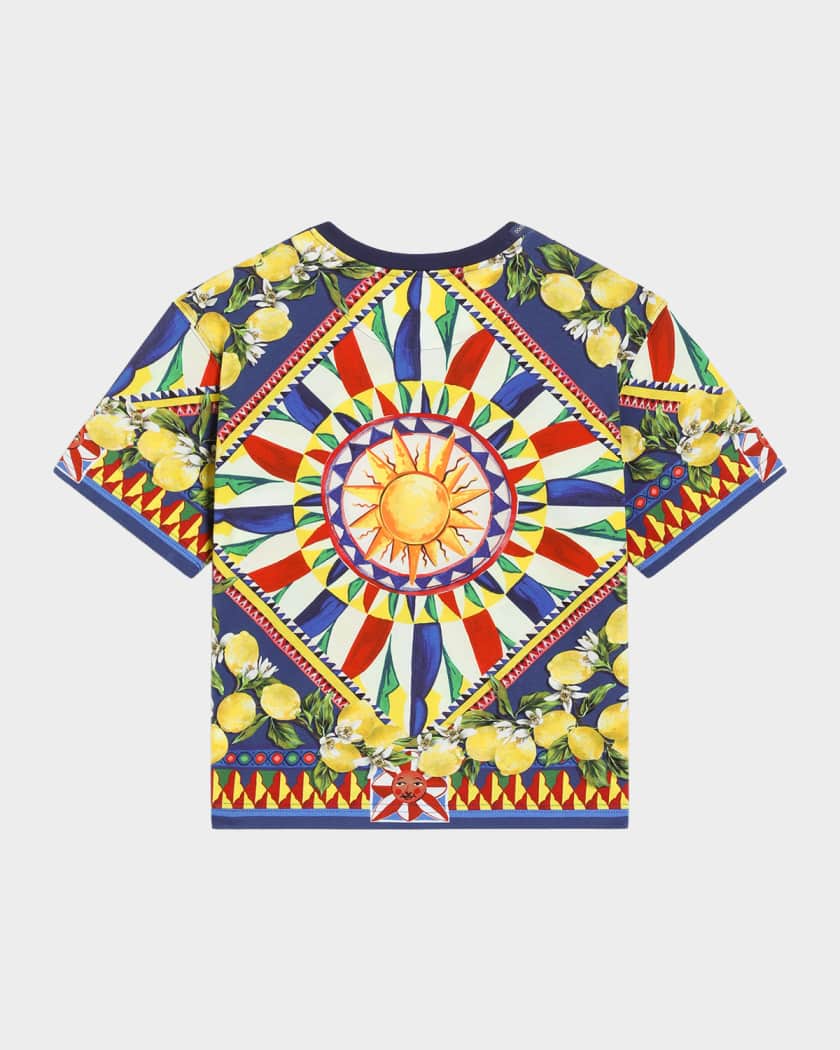 Dolce&Gabbana Boy's Carretto-Print Short-Sleeve T-Shirt, Size 4-6