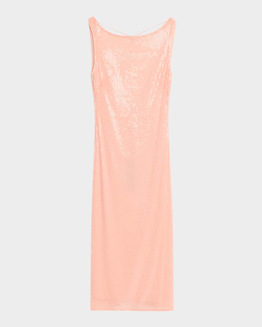 sequin cowl back midi dress Oslah Emerald Velvet Sequin Cowl-Back Midi Dress