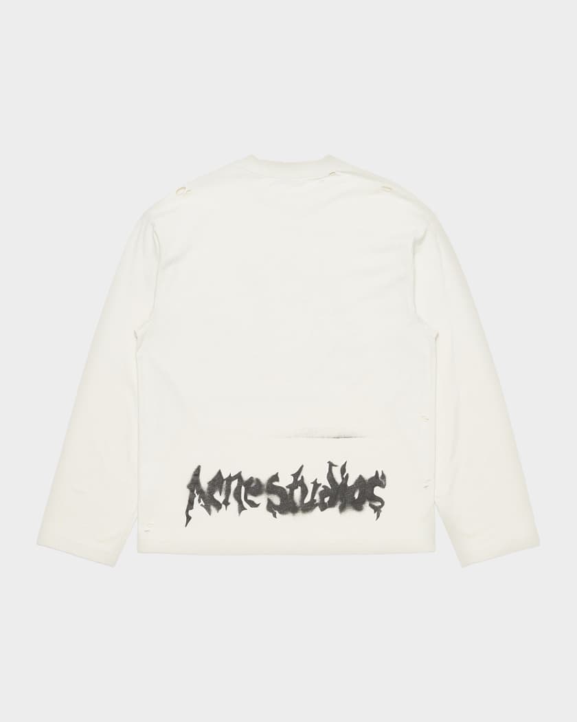 Acne Studios ロゴロングTシャツ Acne Studios Men's Gothic Logo Cotton-Blend Long-Sleeve T-Shirt