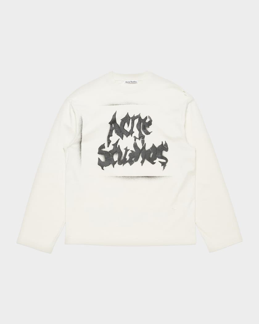 Acne Studios Men's Gothic Logo Cotton-Blend Long-Sleeve T-Shirt