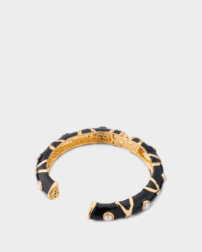 Kenneth Jay Lane 22K-Gold-Plated, Enamel & Imitation Pearl Bangle